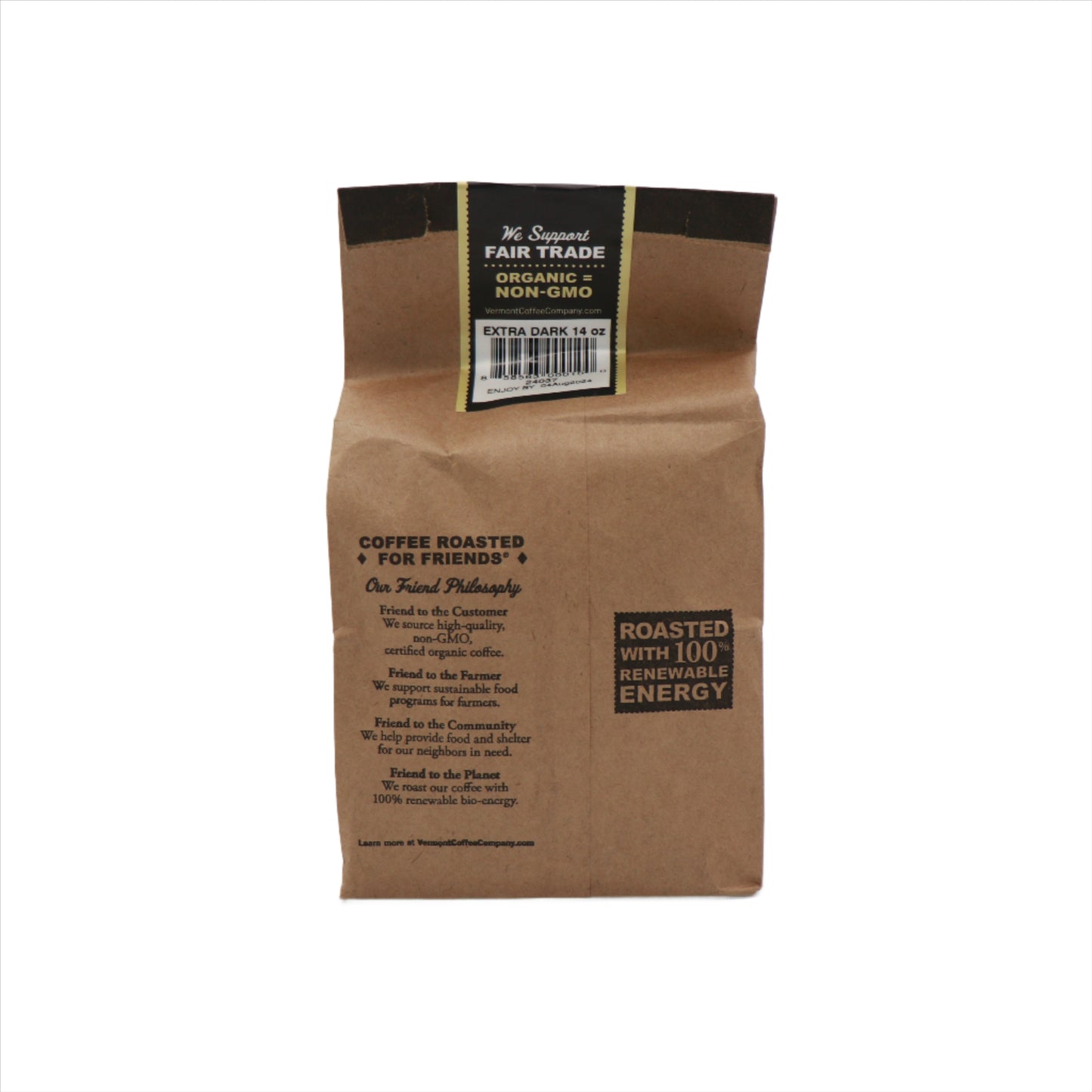VT Coffee Co. Organic Extra Dark 14oz. Bag