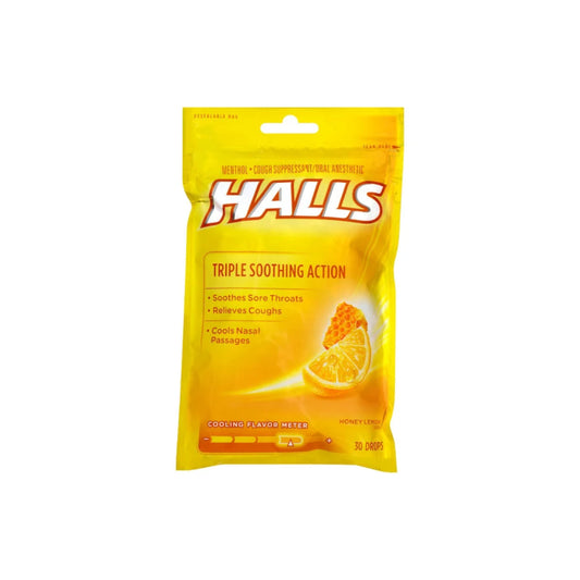 Halls Cough + Throat Relief Drops Honey + Lemon