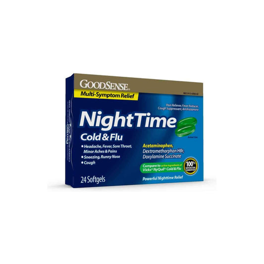 GoodSense Night Time Cold & Flu Medicine 24 Soft Gels
