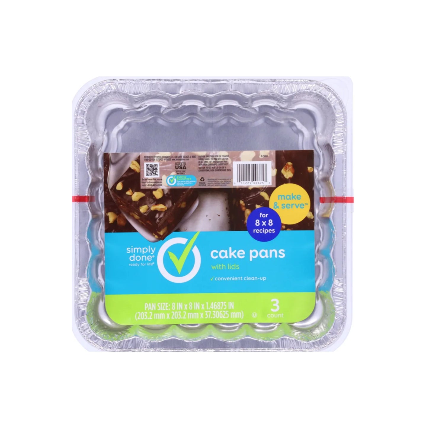 Simply Done Cake Pans w/ Lids 8X8 3 Pack