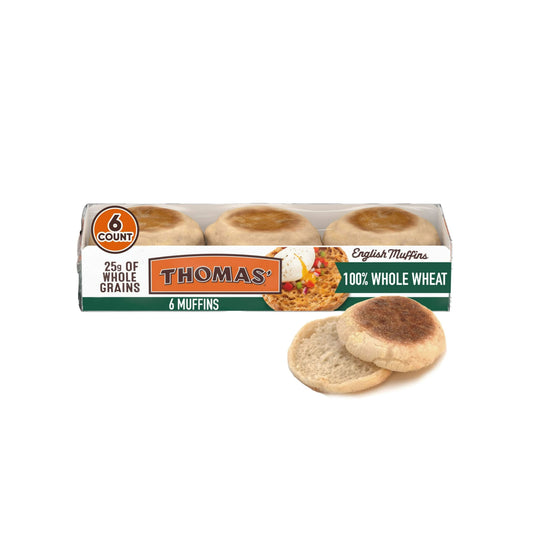 Thomas English Muffins 100% Whole Wheat 6 Pack
